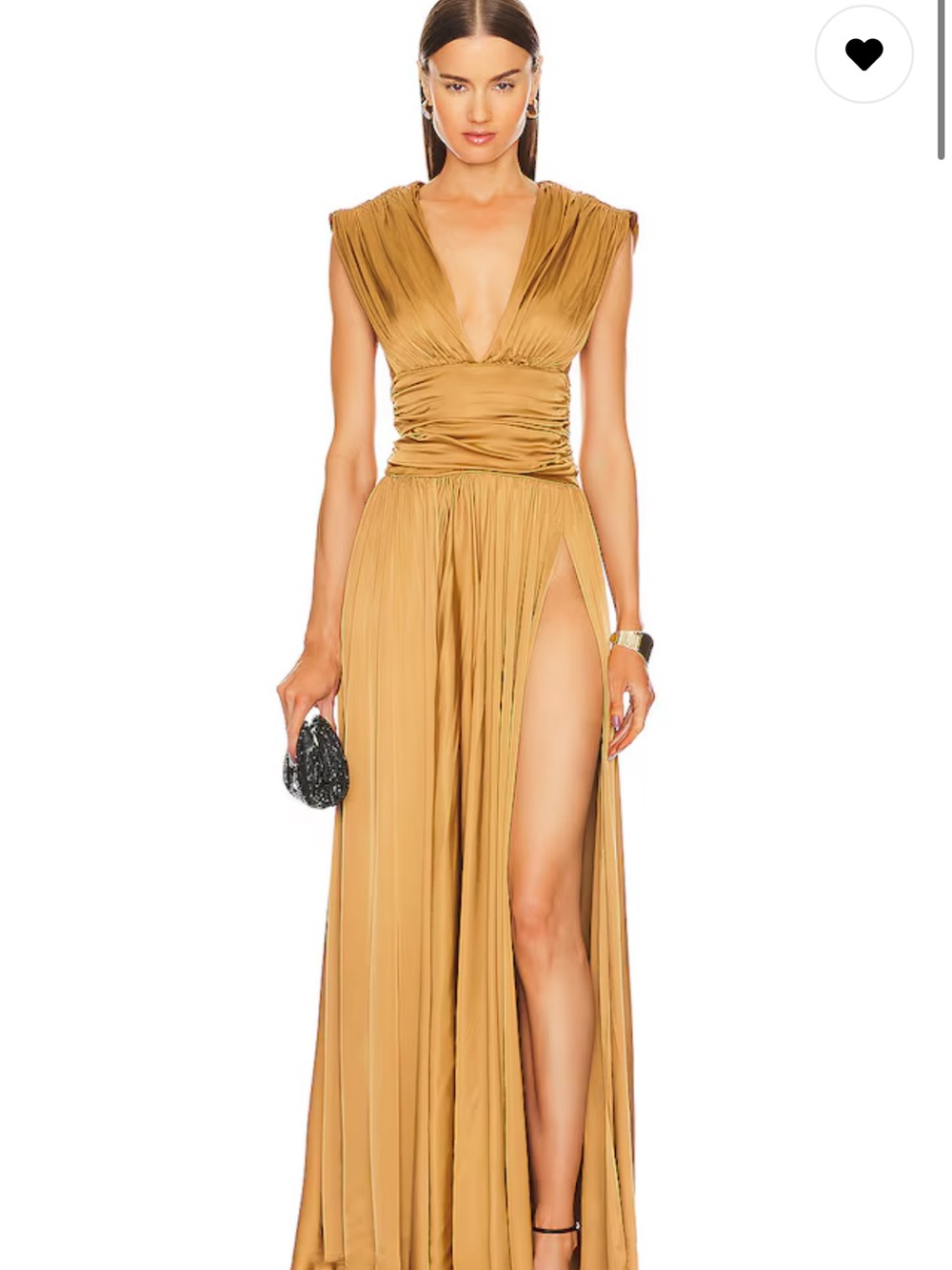 Michael Costello Hayward Gown Plunge V-Neck High-Slit Maxi Gown small